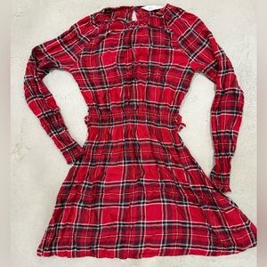Stylish Red Plaid Kids Dress